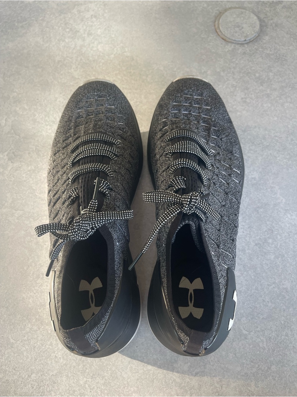 Under Armour Slingride 2 Black and White and Gray Knit Sneakers - Picture 2 of 4